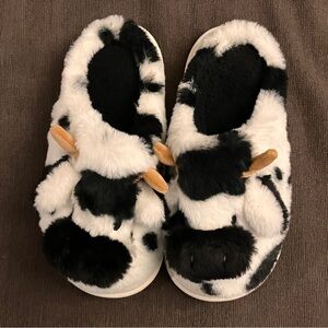 Fluffy, Fuzzy Cow Slippers - Women's Size 8 - NWOT